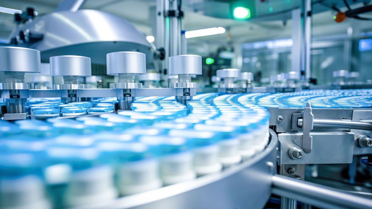 Pharmaceutical facility: Advanced technology powers production line, ensuring precise medicine manufacturing and filling of bottles. | ©EdNurg - Stock.adobe.com