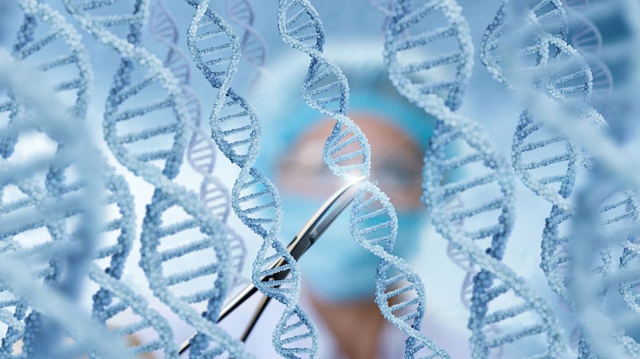 dna helixes being engineered, image represents gene therapies being developed